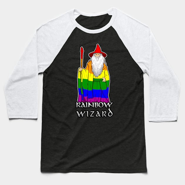 Rainbow Wizard Baseball T-Shirt by Andriu